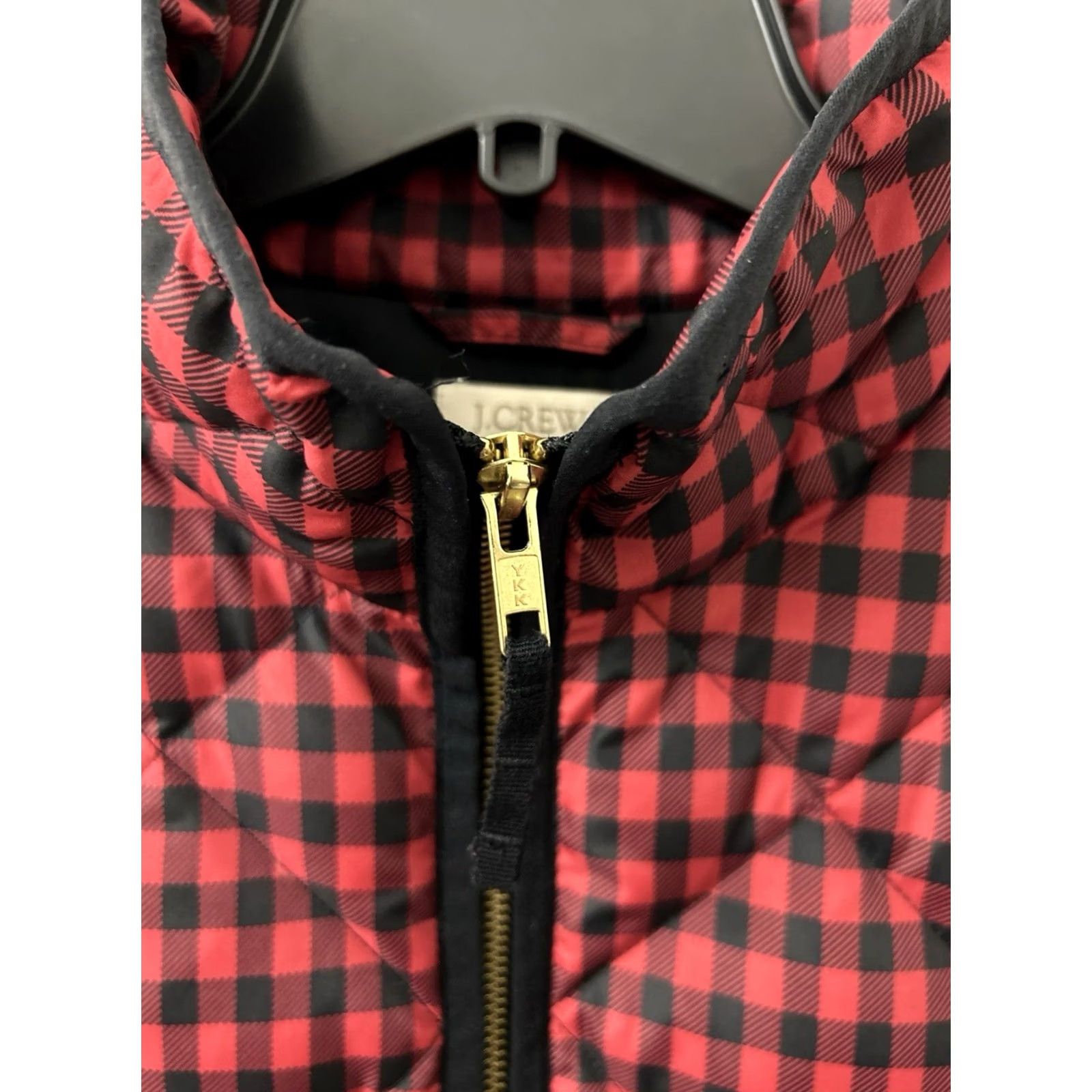 Vintage J Crew Excursion Quilted Down Vest Womens M Black Red Plaid Puffer Full Zip YKK Vest Size M / US 6-8 / IT 42-44 - 5 Thumbnail