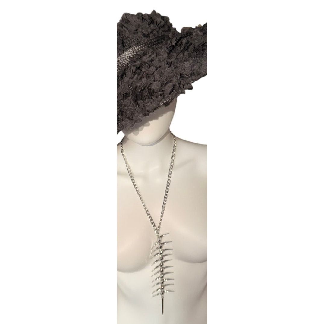 Other Avant Garde Silver Tone Spine Spinal Back Front Necklace Size ONE SIZE - 1 Thumbnail
