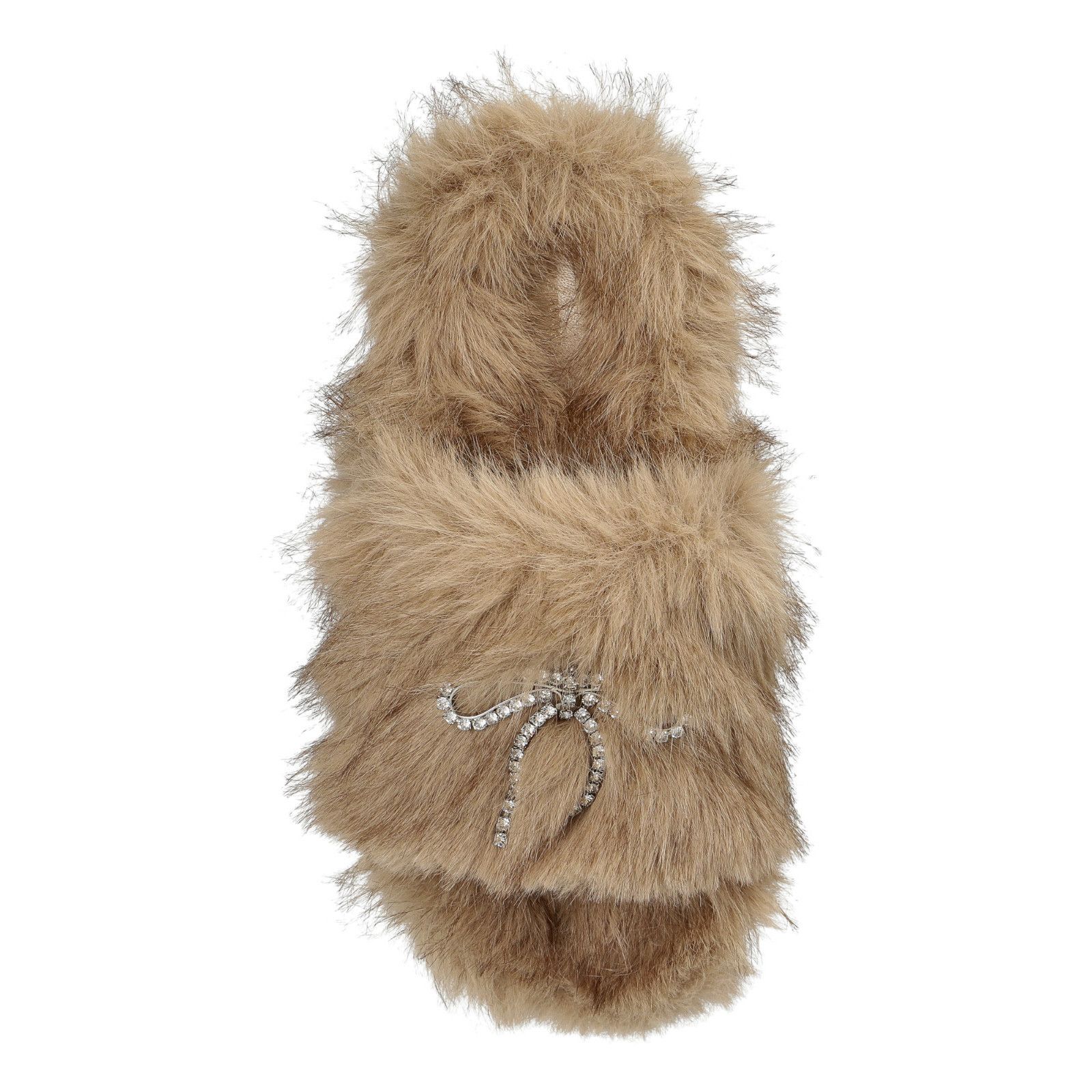 BALENCIAGA Furry Beige Shearling Open Mules New & Authentic