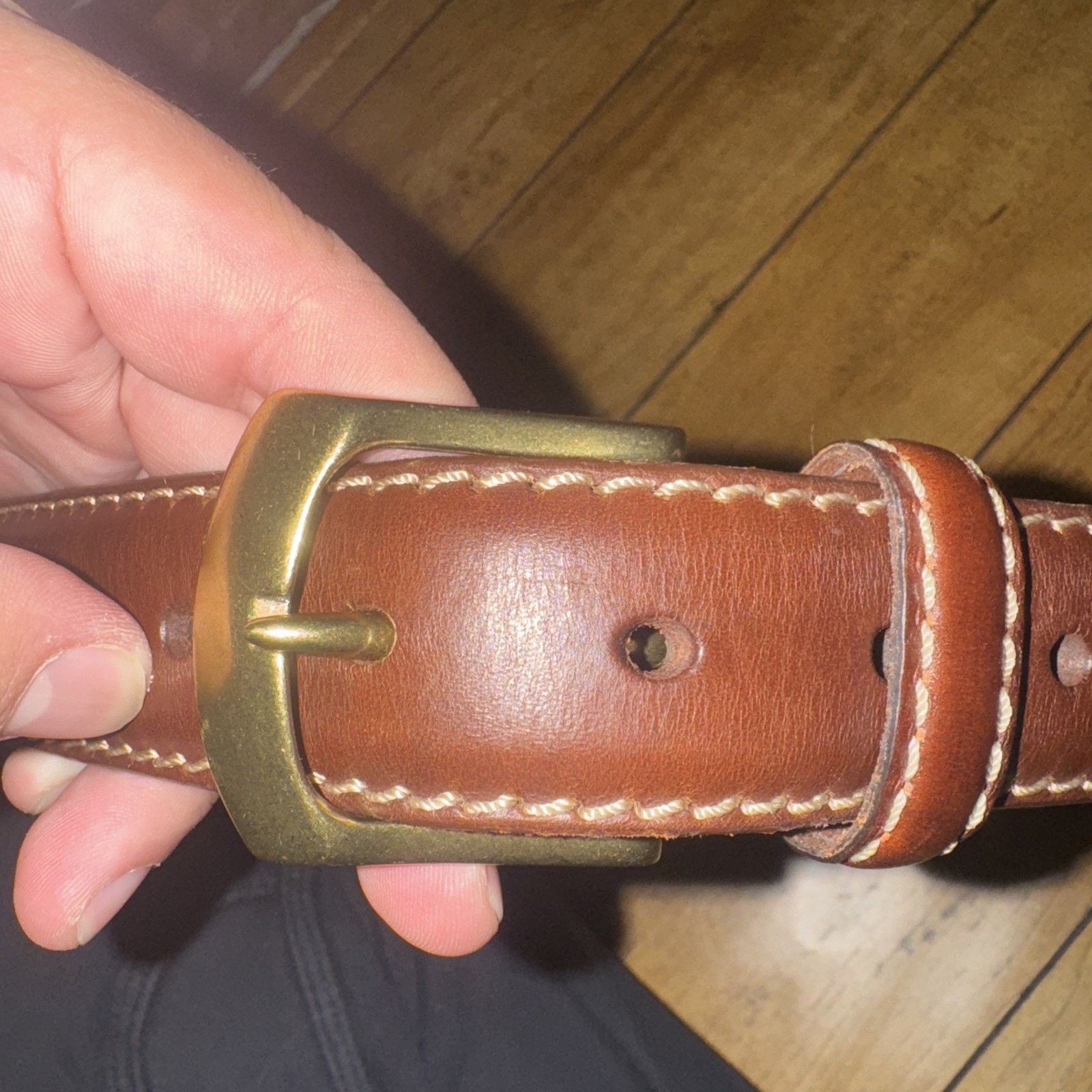 Chaps × Chaps Ralph Lauren × Vintage Chaps Ralph Lauren Brown Leather Belt Gold Buckle Size 40 Size 40 - 6 Thumbnail