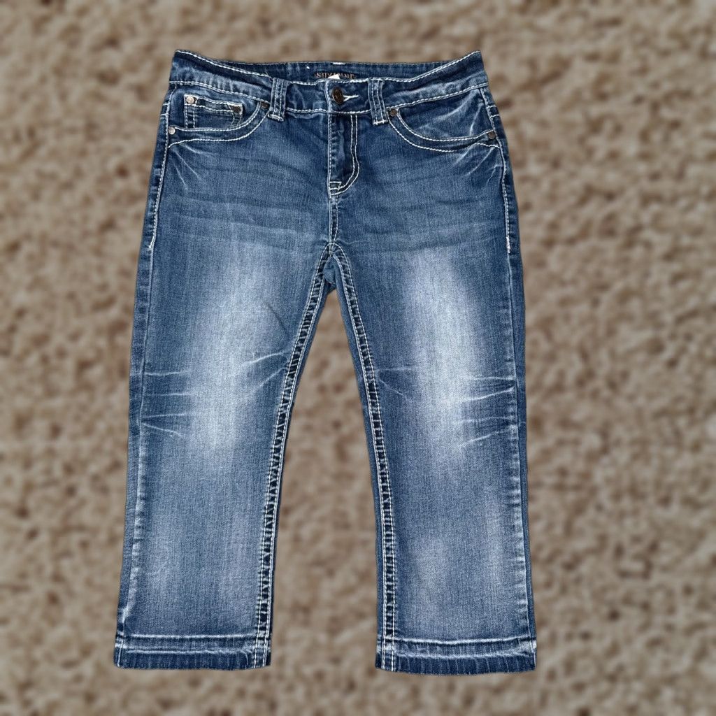 Vintage Shyanne Jeans Women 28 Blue Denim Distressed Straight Leg 28x18 Cotton Blend 5-Pocket Size 28" / US 6 / IT 42 - 1 Thumbnail