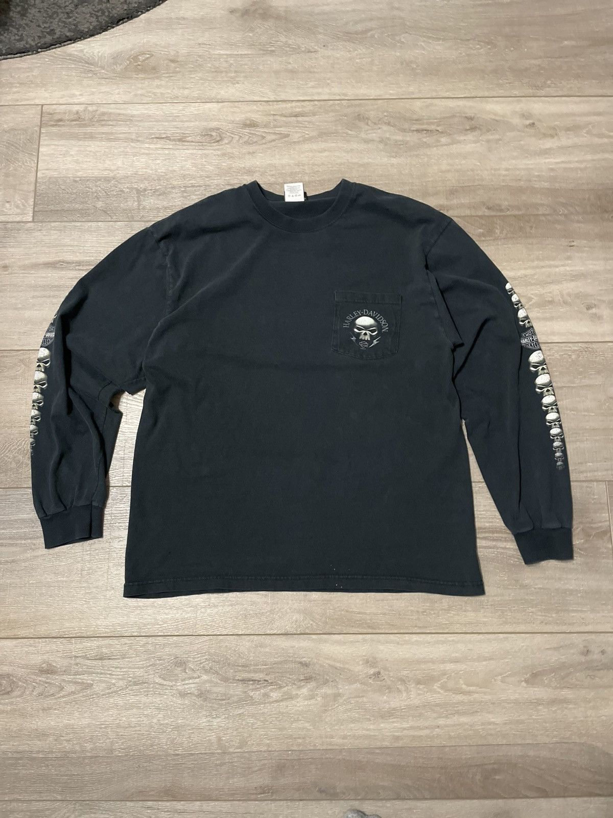 Vintage Y2k Harley Davidson Long Sleeve Shirt with Skulls
