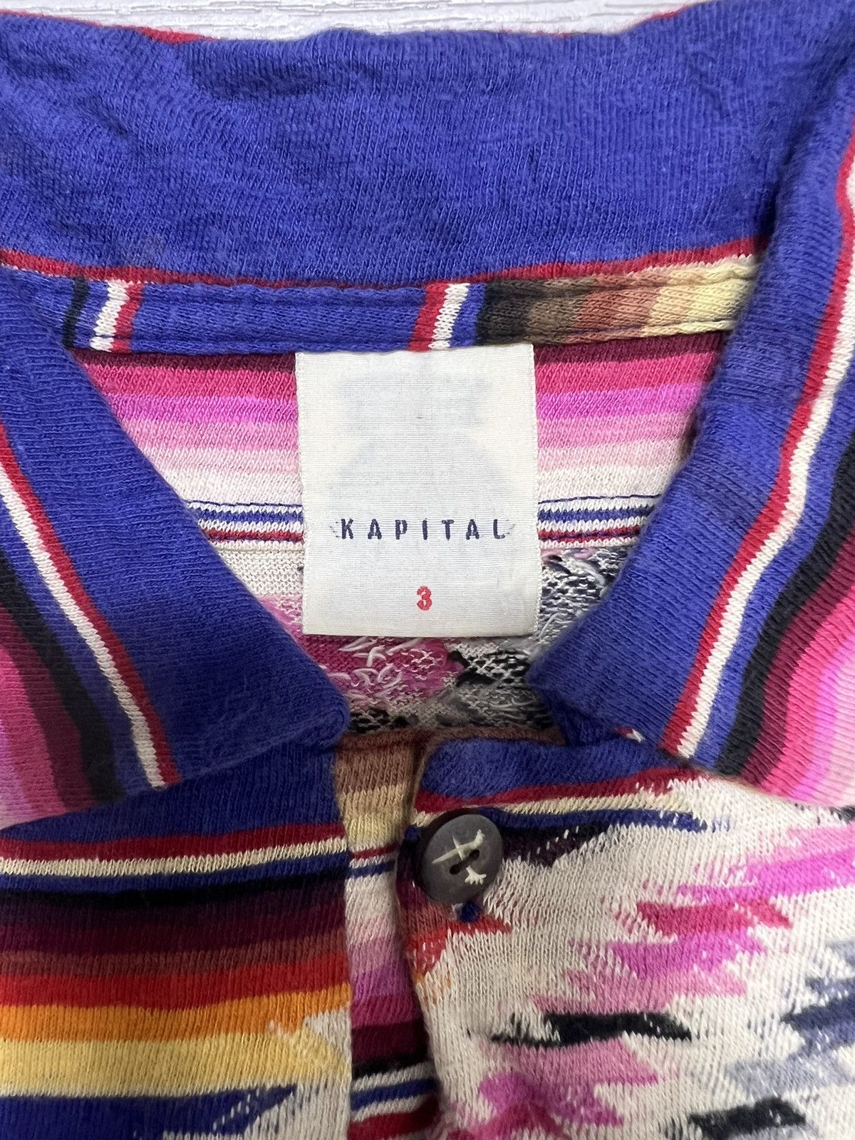 Kapital Kapital - Striped Aztec Polo Shirt Size US L / EU 52-54 / 3 - 13 Thumbnail