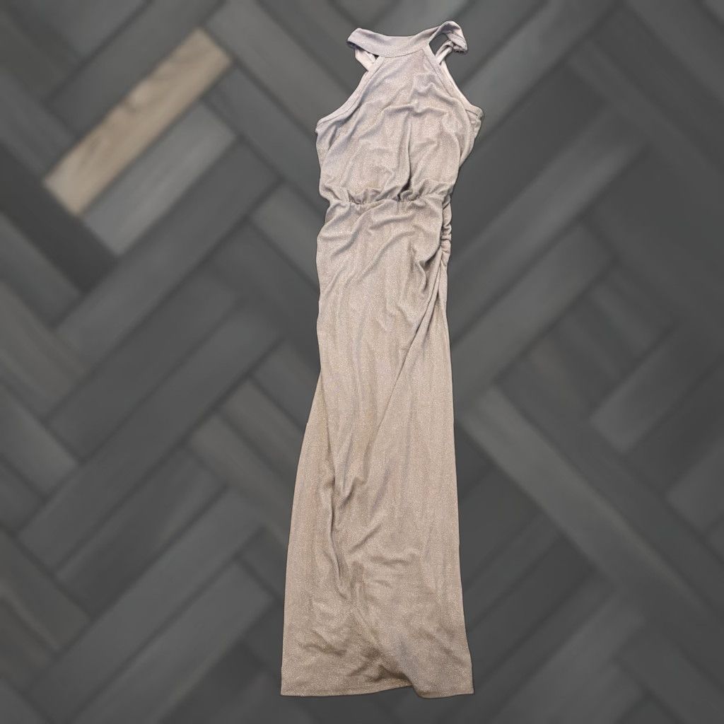 Laundry by Shelli Segal Laundry by Shelli Segal Maxi Dress Womens 14 Silver Sparkle Halter Neck Long Formal ✔ Size XL / US 12-14 / IT 48-50 - 1 Thumbnail