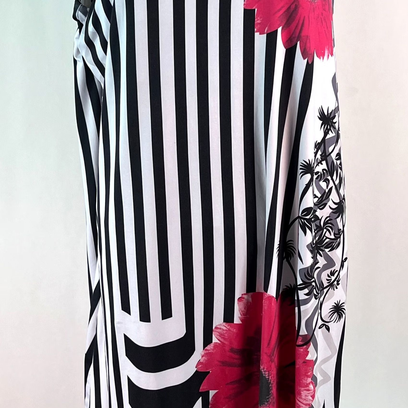 Mango Tango Mango Black Striped Sleeveless Round Neck Knit Shift Dress XXL Womens Knee Length Pockets Cardiganless Casual Shirtwear Style Classic Size XXL / US 16-18 / IT 52-54 - 6 Thumbnail