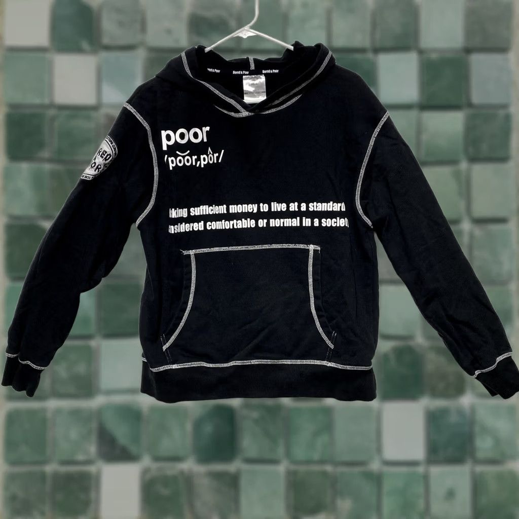 Vintage Bored & Poor Definition Skater Hoodie Unbranded M Unisex Adults Black Pullover Embroidered Hoodie 21” P2P 24” Length Mens Womens Boys Girls Size US M / EU 48-50 / 2 - 1 Thumbnail