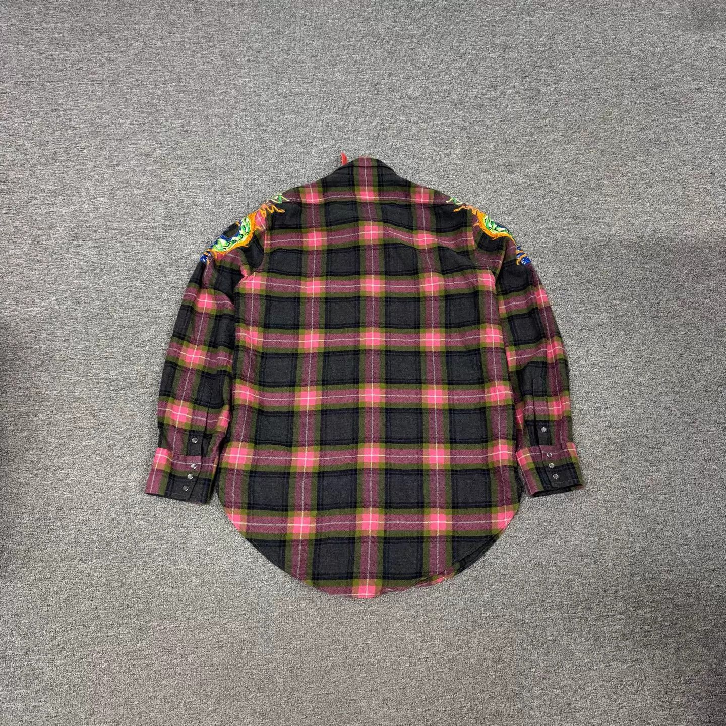 Gucci Gucci Flannel Shirt Red Green Plaid Dragon Embroidery 50 Size US M / EU 48-50 / 2 - 2 Thumbnail