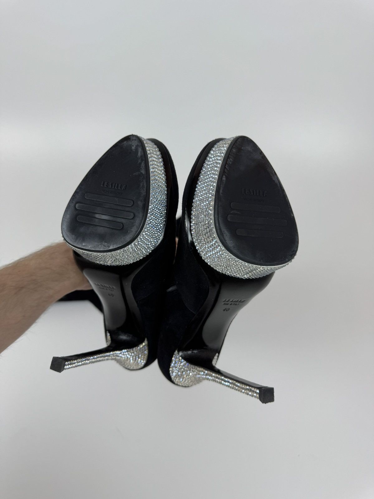 Le Silla LE SILLA HIGH HEEL BLACK SUEDE OVER THE KNEE Crystal BOOTs Size US 10 / IT 40 - 10 Thumbnail