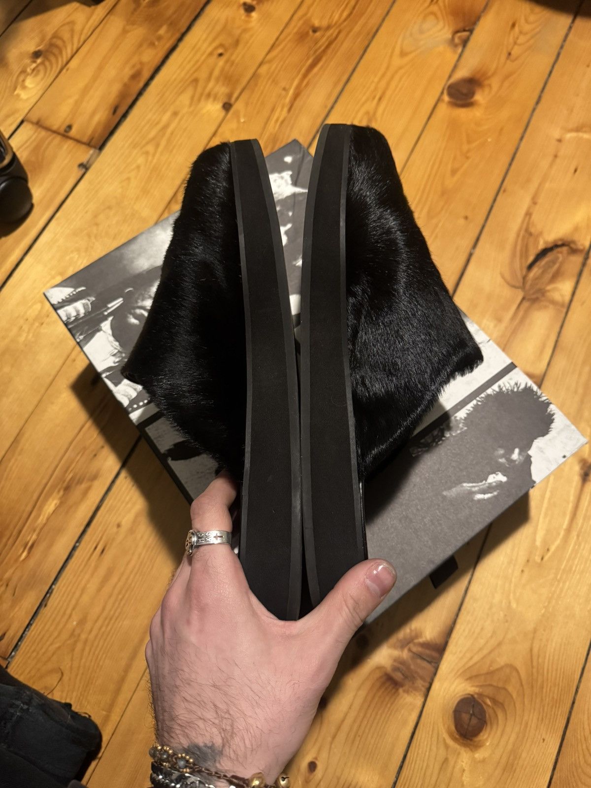 basketcase gallery FOOTSLOG, Black Calf Hair Mule Size US 12 / EU 45 - 5 Thumbnail