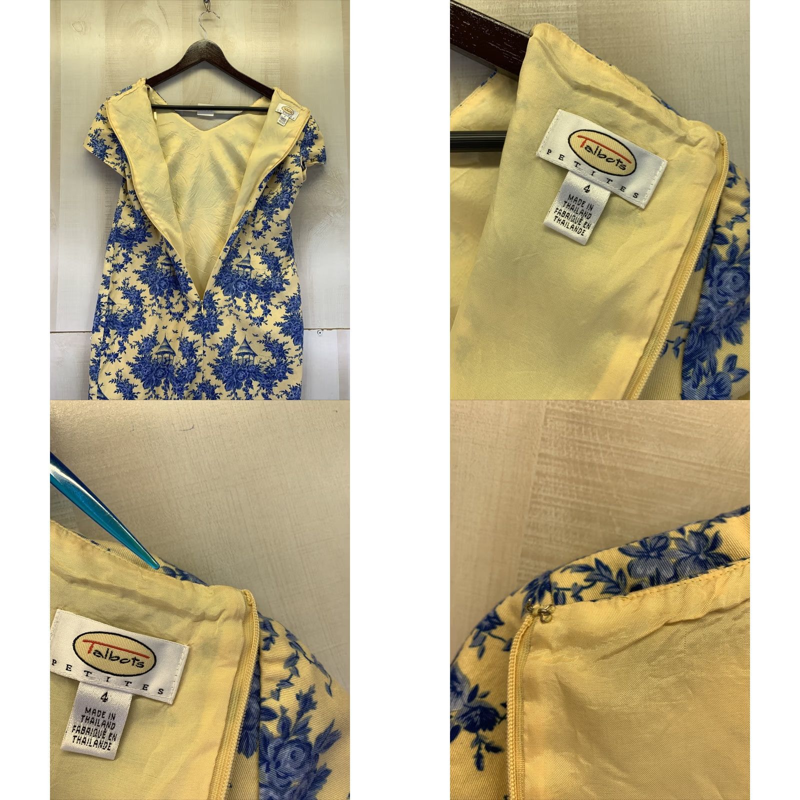 Talbots Talbots Petites Yellow Blue Floral Print V Neck Dress Womens 4-11104 Size S / US 4 / IT 40 - 8 Thumbnail