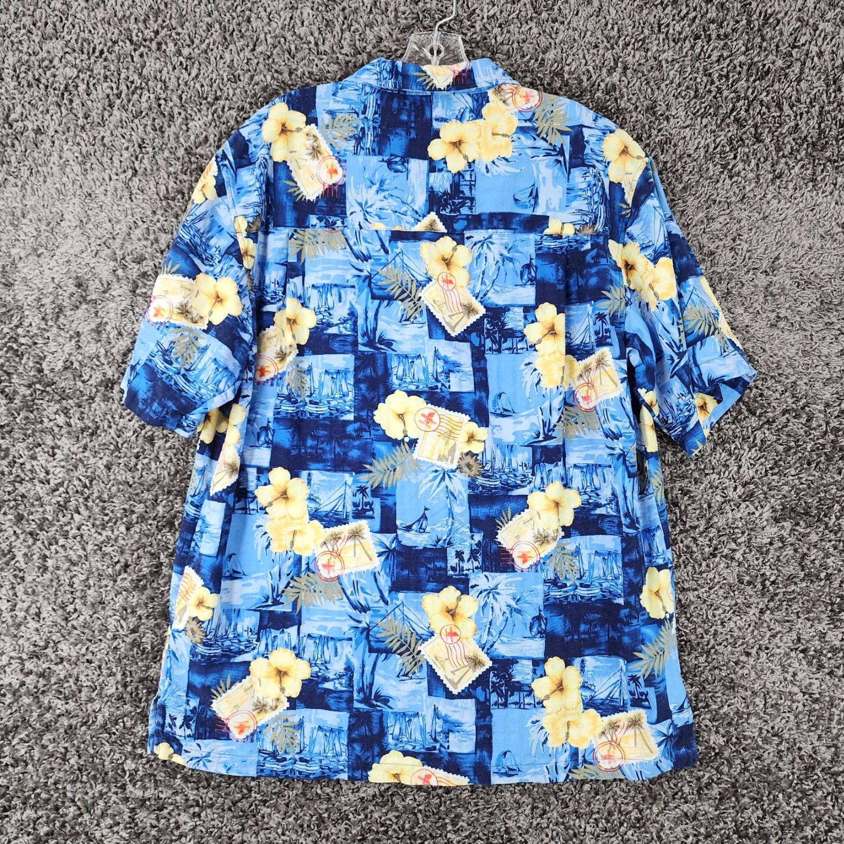 Vintage VINTAGE Caribbean Joe Hawaiian Floral Button-Up Shirt Mens Size L Blue 100% Silk Short Sleeve Size US 33 - 6 Thumbnail