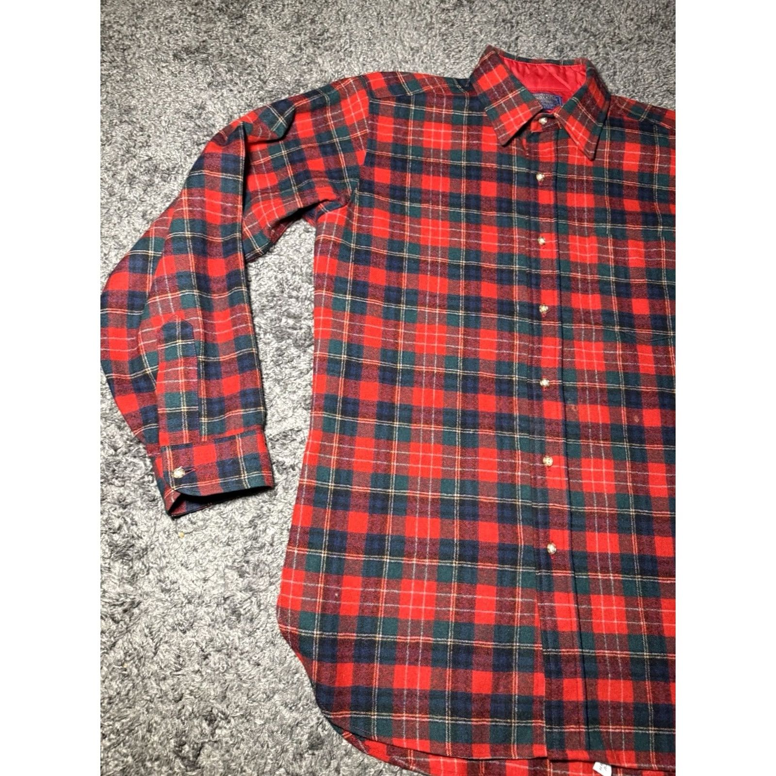 Pendleton VINTAGE Pendleton Shirt Mens Red Plaid Flannel Christie Tartan Wool Outdoors Med Men 70s 90s Retro USA Long Sleeve Button-Up Collared Size US M / EU 48-50 / 2 - 4 Thumbnail