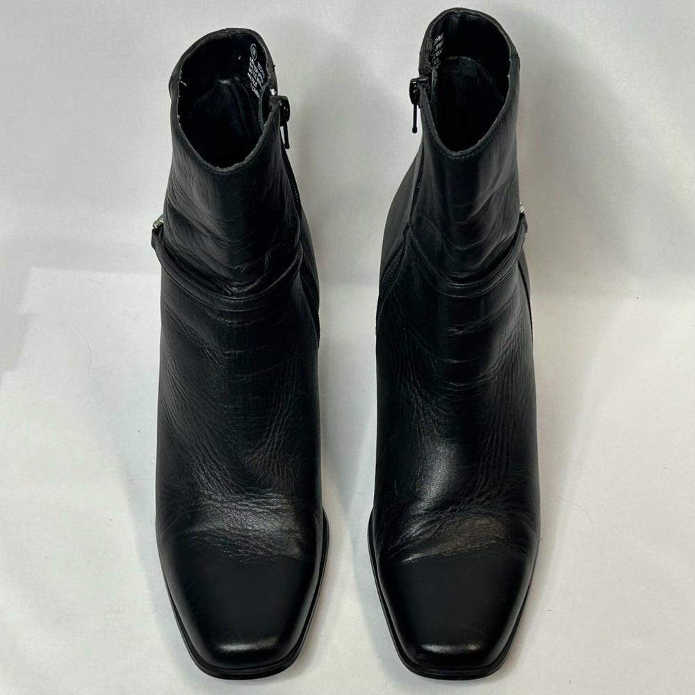 Designer Hillard & Hanson Black Leather Ankle Boots, Techno, 9 Size US 9 / IT 39 - 6 Thumbnail