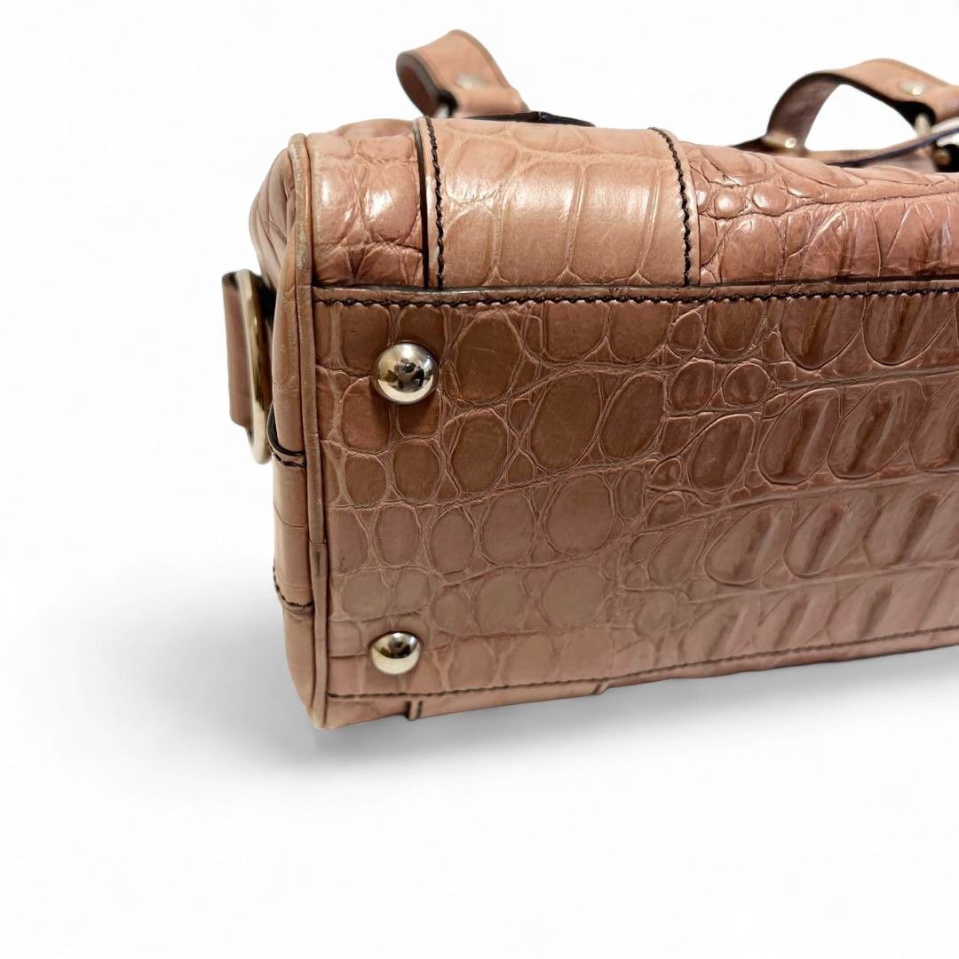 Miu Miu Miu Miu - Croc Embossed Handbag Pink Leather Size ONE SIZE - 5 Thumbnail
