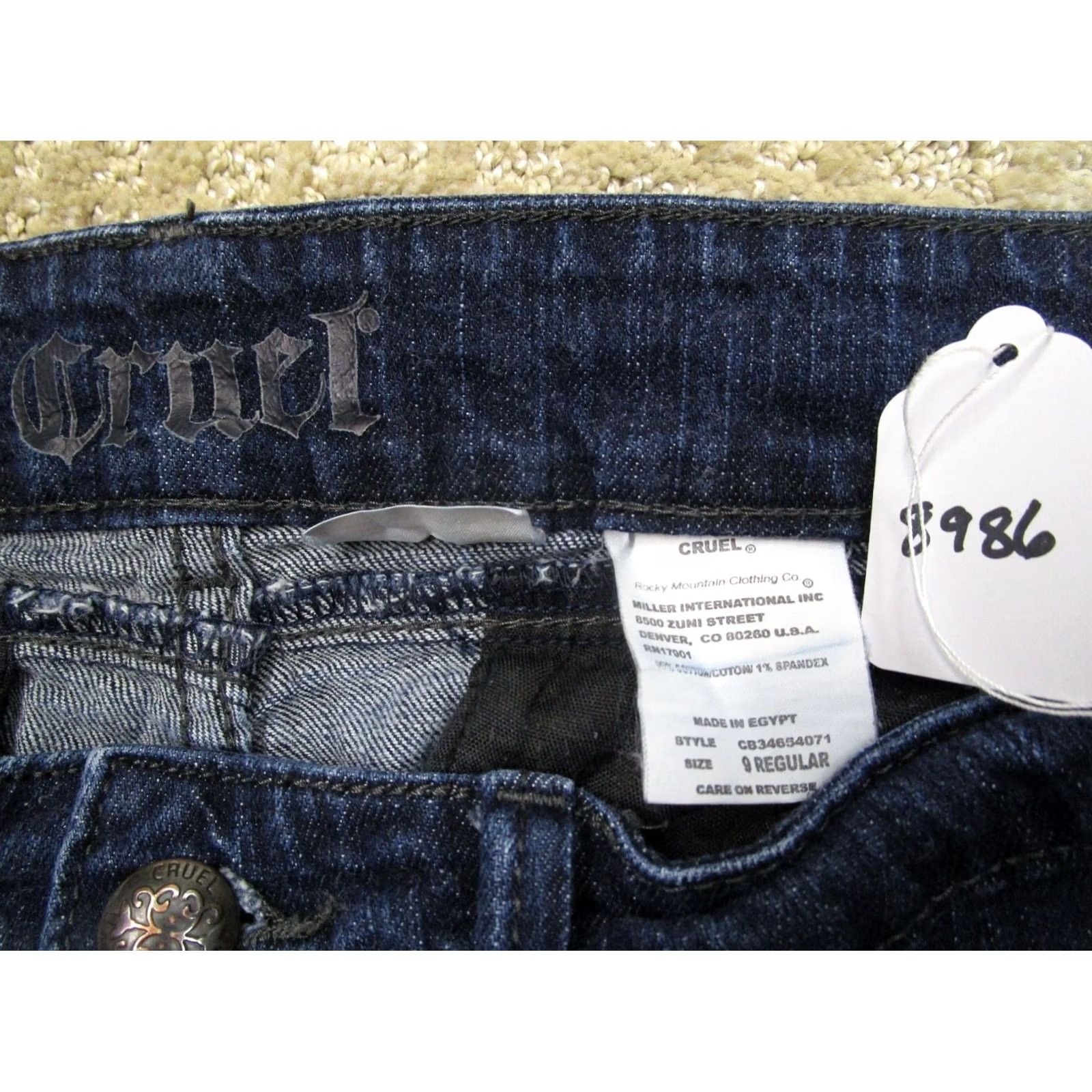 Vintage Cruel Girl Jeans Women 9 Blue Low Rise Flared Denim Trousers Jeans Bootcut 5-Pocket Dark Wash Logo Cowboy Southwestern Womens Size 29" - 8 Thumbnail