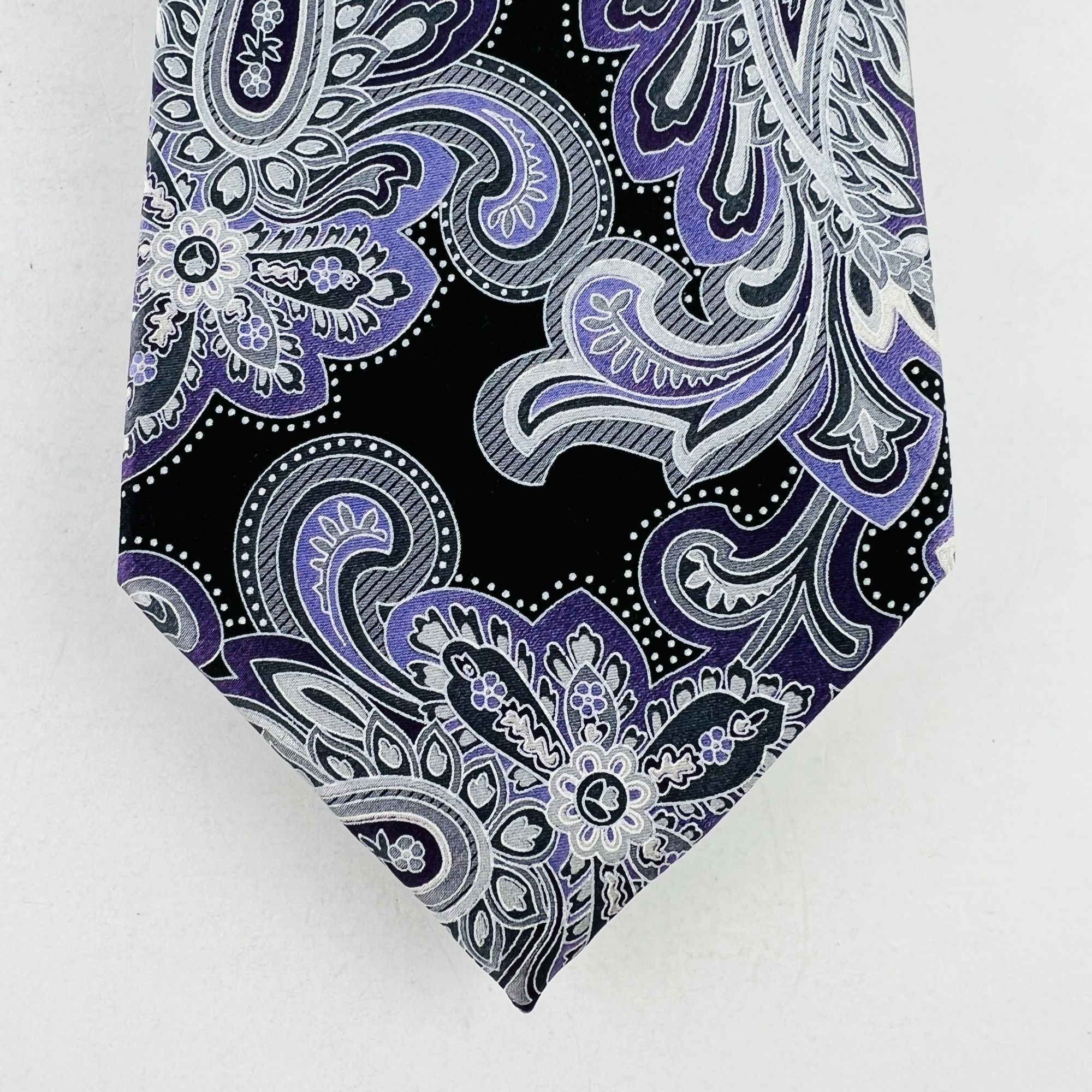Croft & Barrow Croft & Barrow Purple Paisley 100% Silk Necktie Tie Size ONE SIZE - 3 Thumbnail