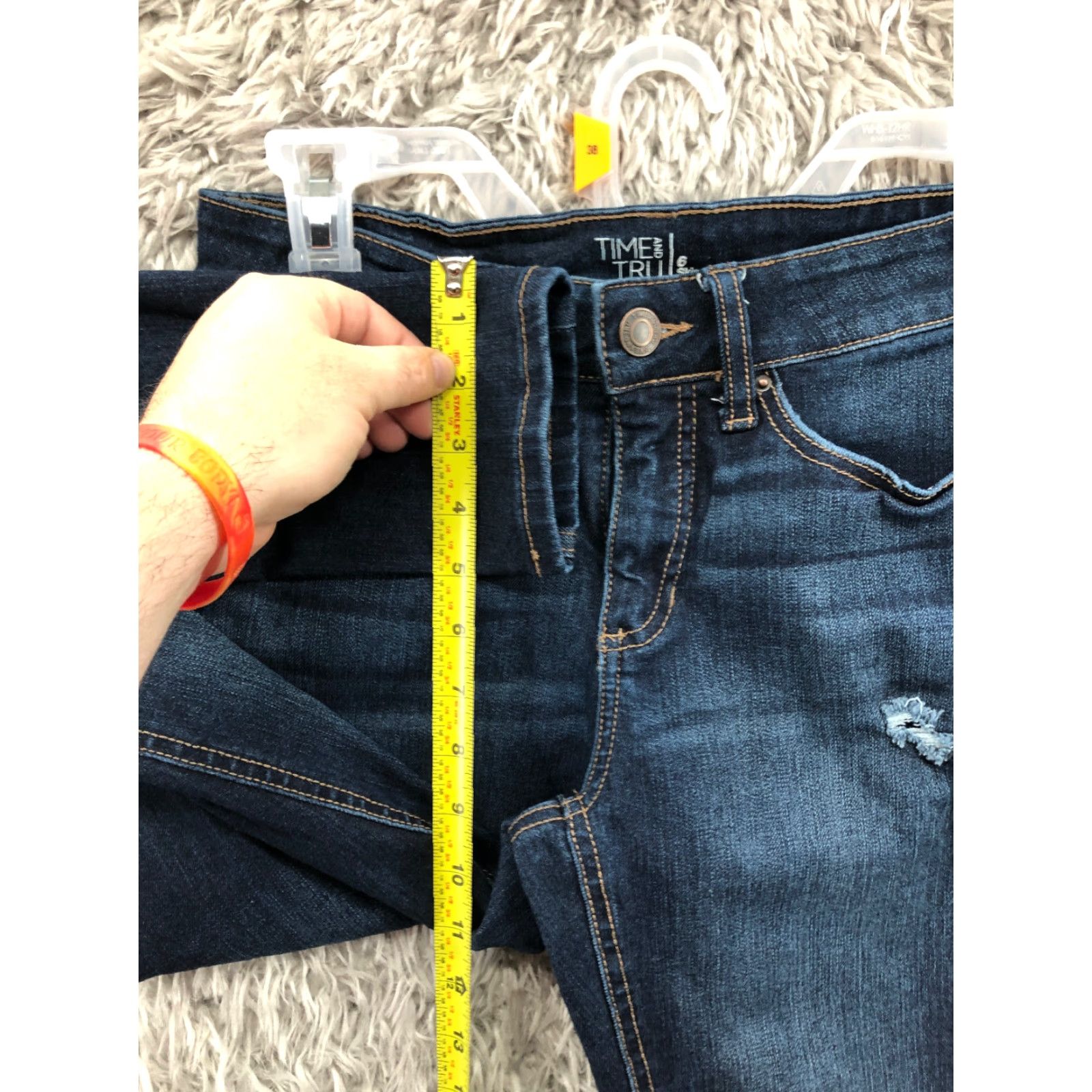 Vintage Time & TRU Skinny Jeans Womens Size 6 Mid Rise Dark Wash Blue Denim Size 28" / US 6 / IT 42 - 4 Thumbnail