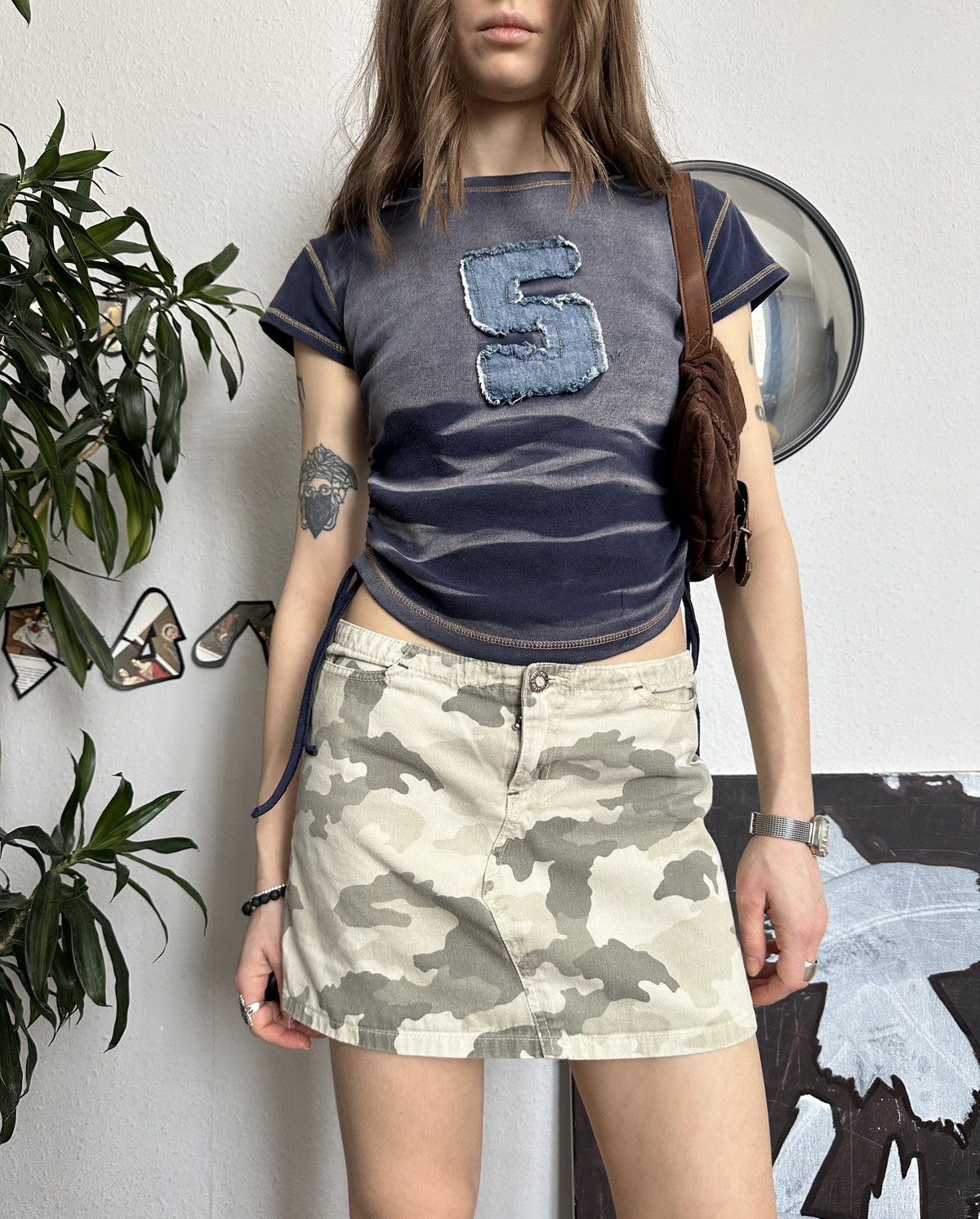 Vintage Vintage Sexy Cotton Camo Mini Military Skirt 00s Size 32" / US 10 / IT 46 - 8 Thumbnail