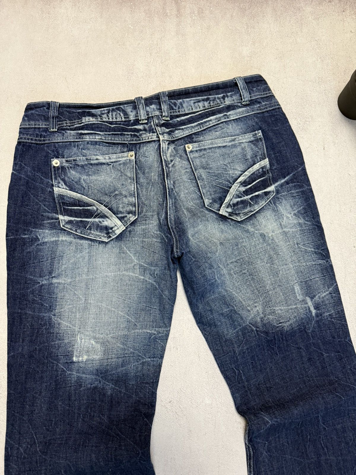 Japanese Brand SICK🔥 Japanese Bootcut Baggy Distressed Wash Jeans Pants 90s Size US 36 / EU 52 - 3 Thumbnail