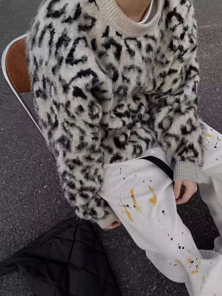 Other Leopard Loose Streetwear Outdoor Drip Trendy Sweater Size US L / EU 52-54 / 3 - 4 Thumbnail