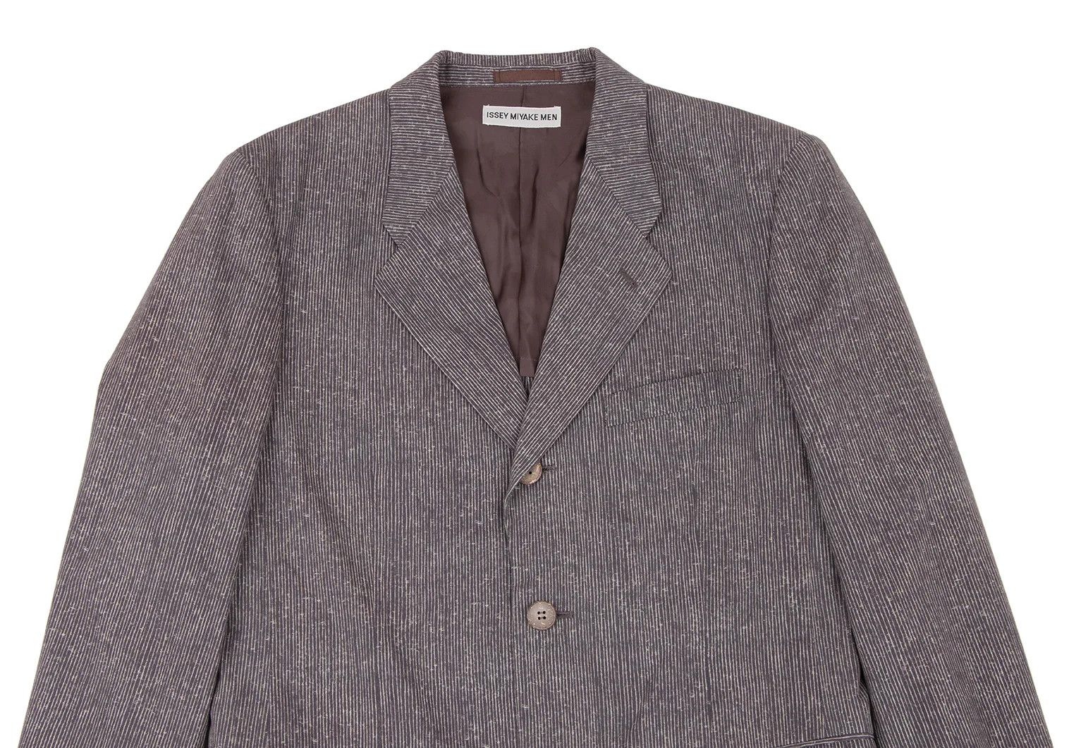 Issey Miyake Cotton Striped 3-Button Jacket in Purple, Size L Size US L / EU 52-54 / 3 - 2 Thumbnail