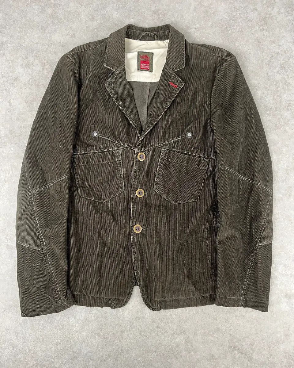 Marithe + Francois Girbaud FW2000 Marithé + François Girbaud Dark Green Corduroy Blazer Jacket Size 44R - 1 Thumbnail