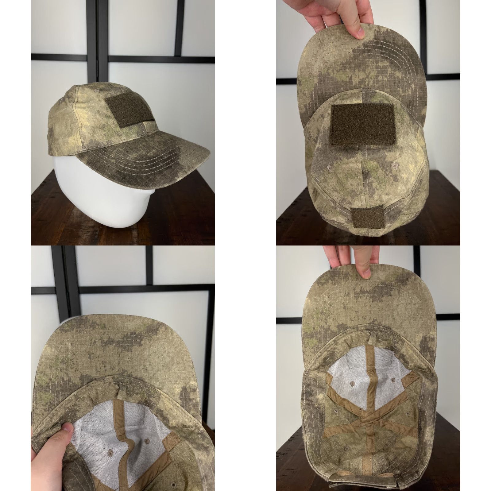 Vintage HAT Cap Hat Beige Brown Desert Camo Tactical Adjustable Hook Loop Patches One Size Men Cotton Polyester Twill Baseball Cap Size ONE SIZE - 8 Thumbnail
