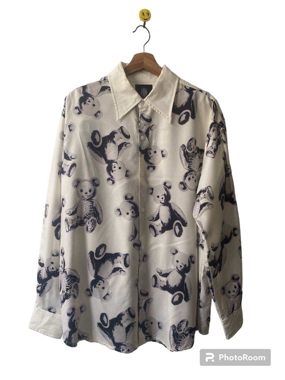 Japanese Brand Drug Honey Skull Bear Design Button Up
