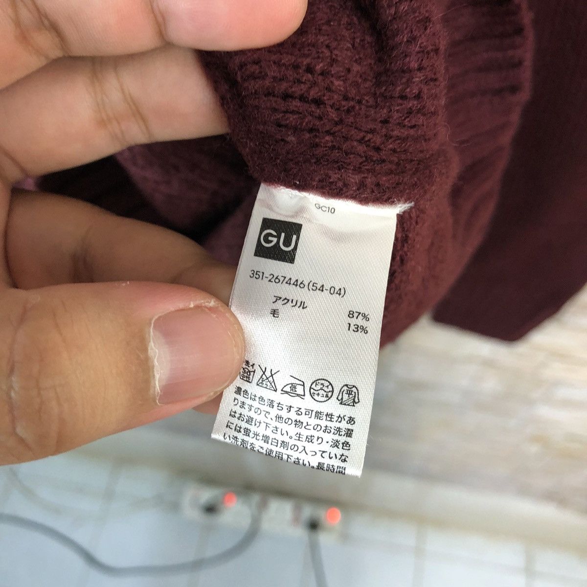 Aran Isles Knitwear × Homespun Knitwear × Japanese Brand GU Maroon Knitwear #A1192 Size US L / EU 52-54 / 3 - 11 Thumbnail