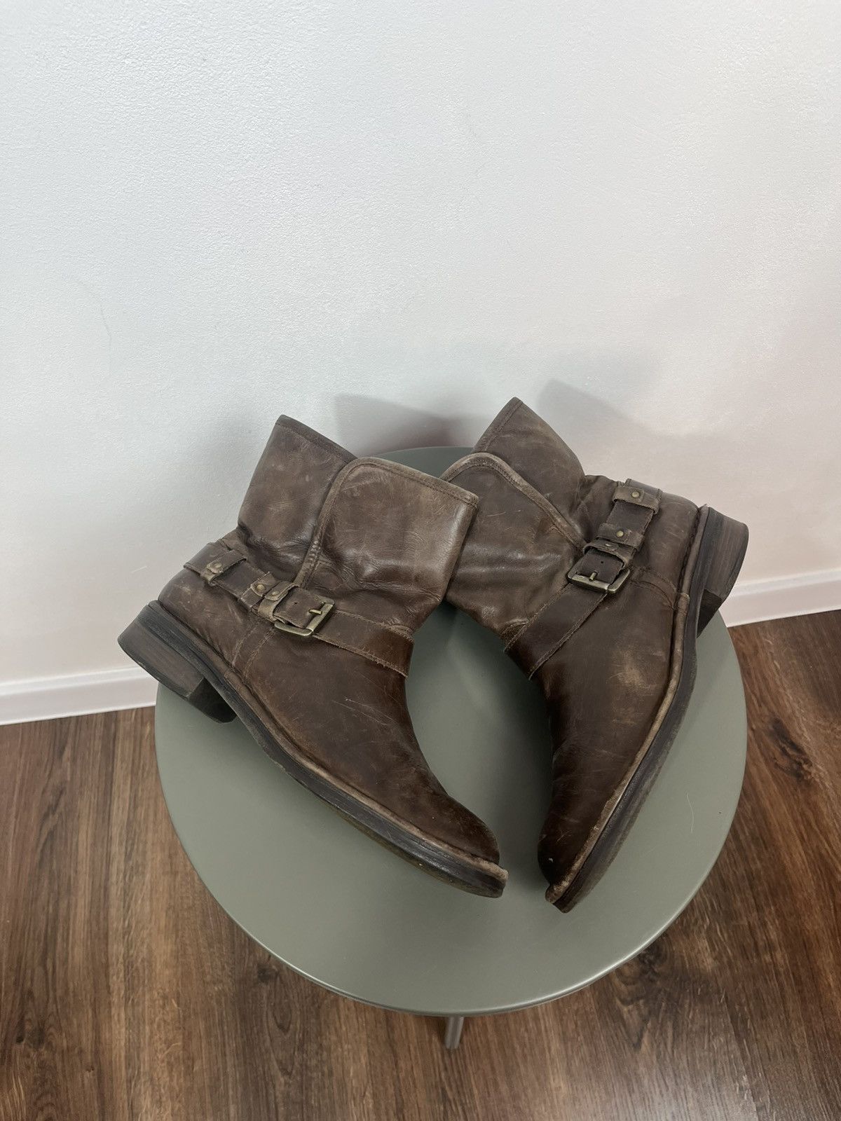 Other Men’s Brown Leather Biker Ankle Boots Buckle EU 41.5 Size US 8.5 / EU 41-42 - 5 Thumbnail