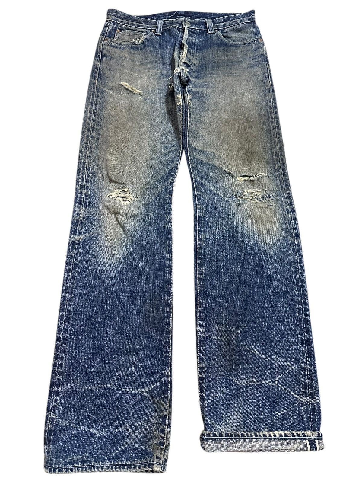 14th Addiction Vintage Japanese Brand Selvedge Mud Wash Distressed Jeans Size US 31 - 1 Thumbnail