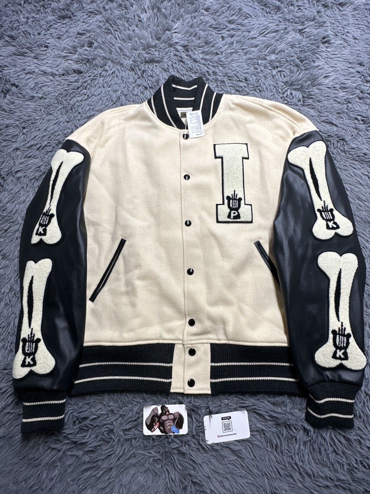 Kapital Kapital I-FIVE Varsity Cream Wool Bomber Jacket Size US L / EU 52-54 / 3 - 2 Thumbnail