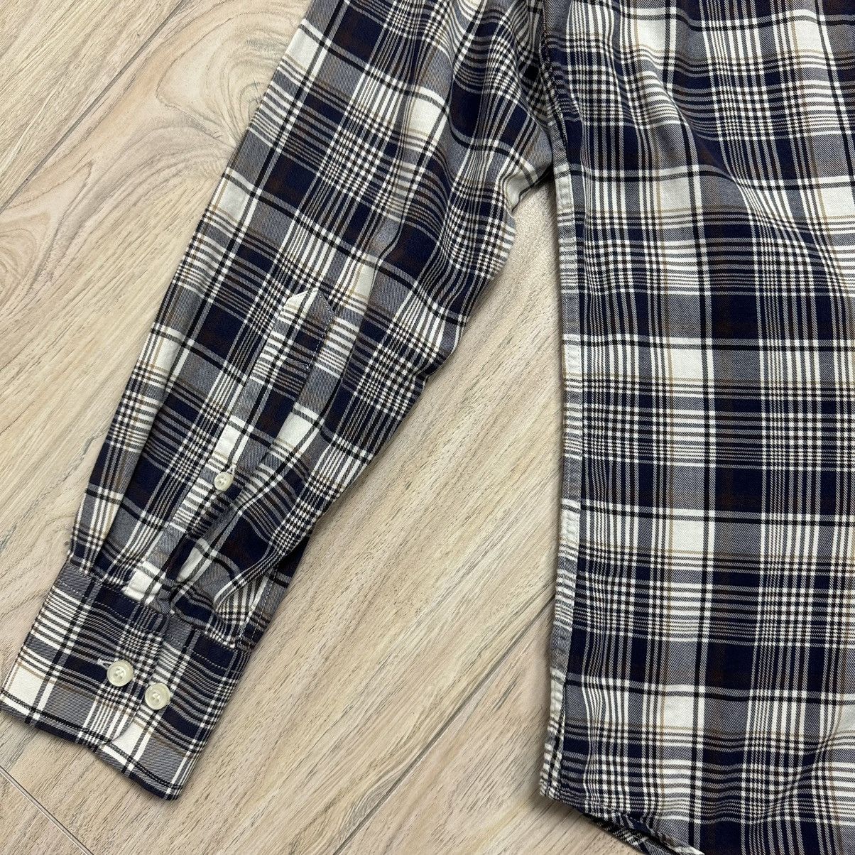 Designer Essential Fred Perry Navy Checkered Slim Fit Button Up Shirt Size US M / EU 48-50 / 2 - 17 Thumbnail