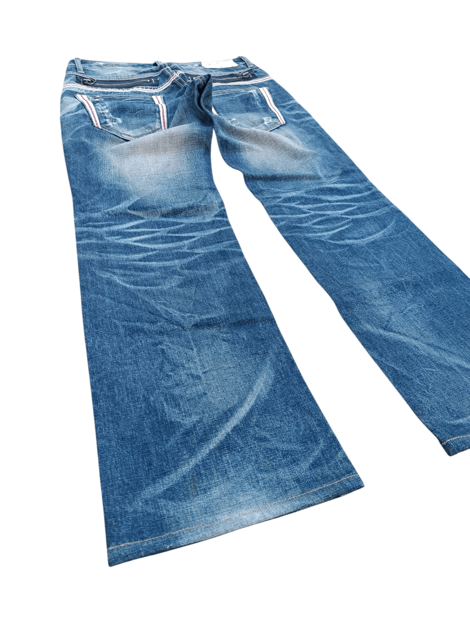 Designer FLARED💥 LOLITA JEANS DISTRESSED WHISKERS DENIM Size US 32 / EU 48 - 17 Thumbnail
