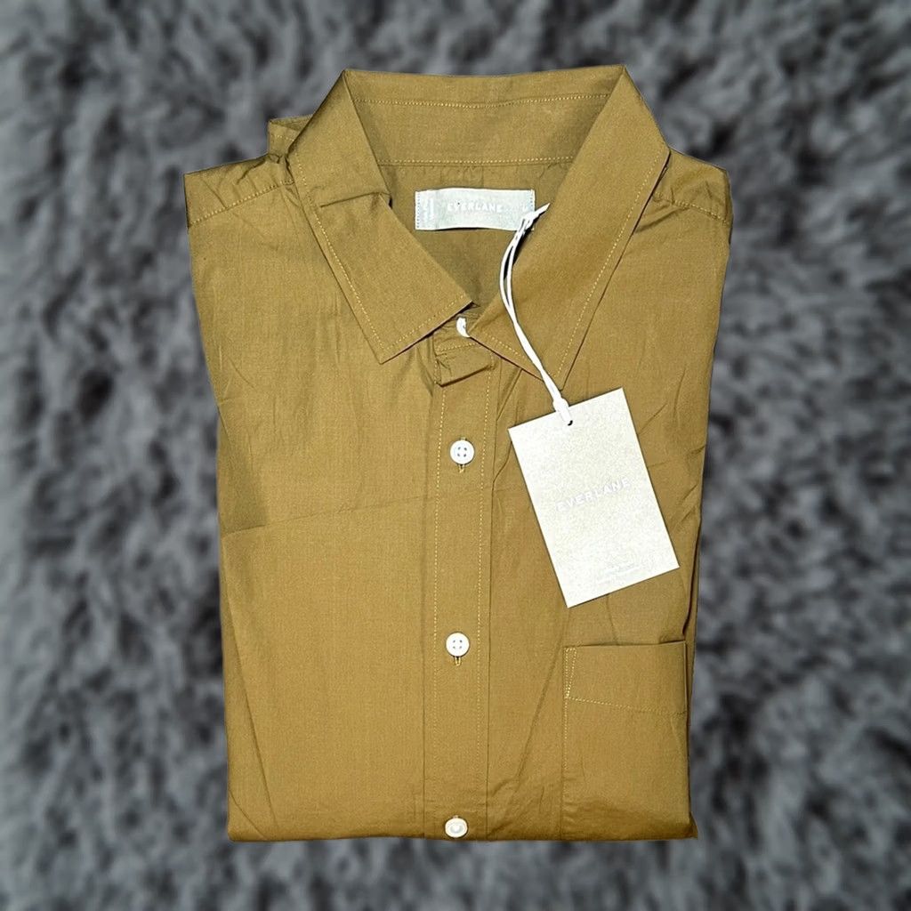 Everlane Everlane Poplin Relaxed Fit Long Sleeve Button Down - Medium Men Tan Shirt Size US M / EU 48-50 / 2 - 1 Thumbnail