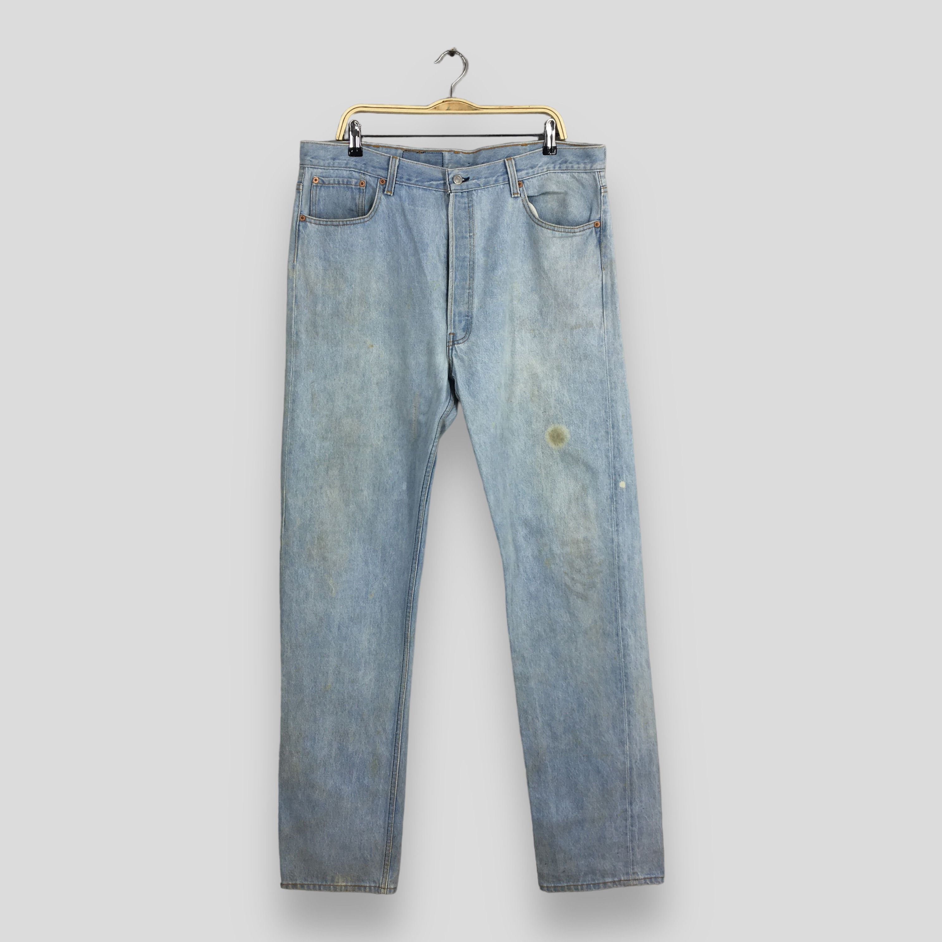 Levi's Size 38x35.5 Vintage 90s Levi's 501 Faded Blue Jeans Size US 30 / EU 46 - 1 Thumbnail