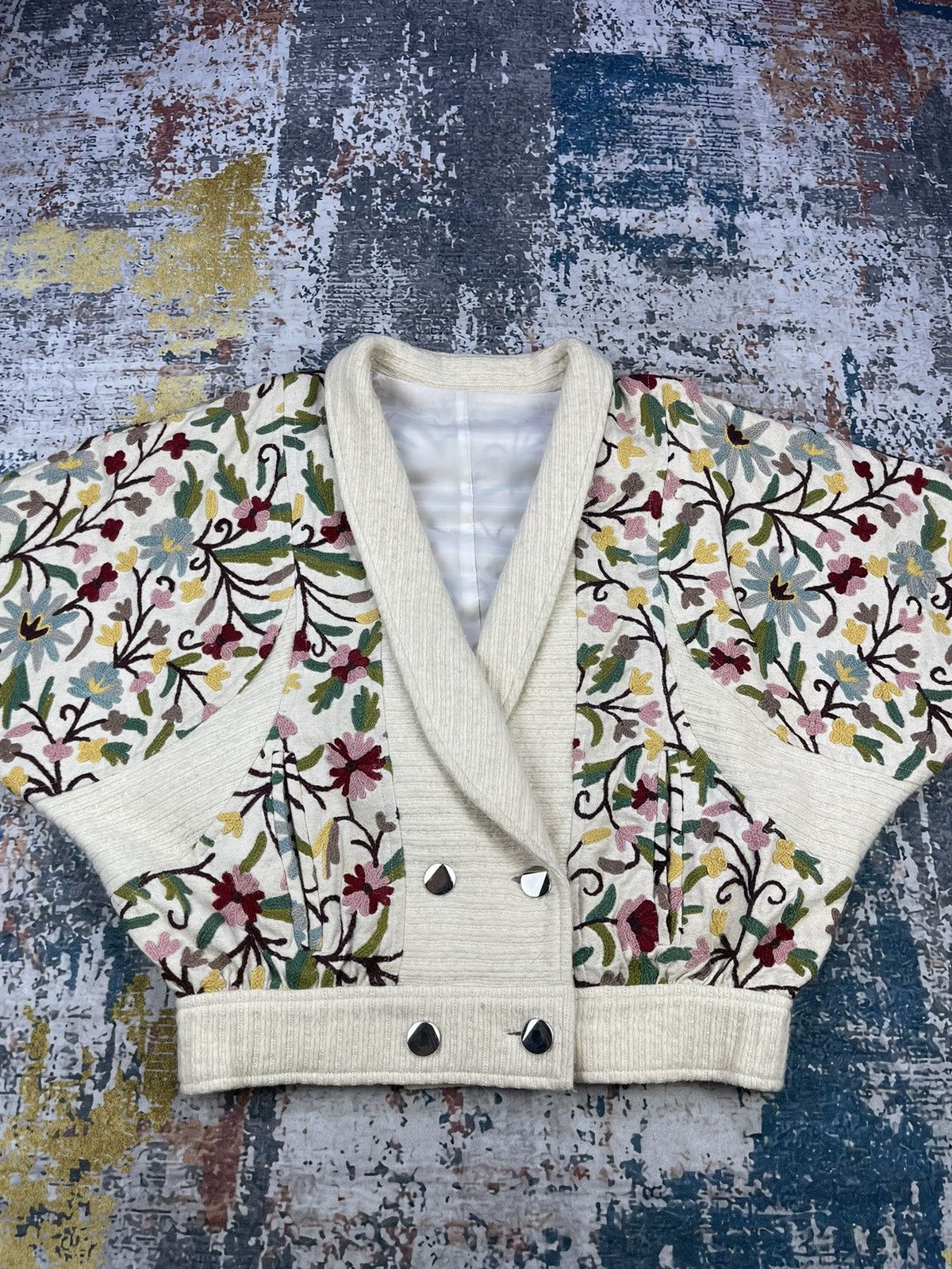 Japanese Brand Vintage Romina Embroidery Floral Tapestry Jackets Size M / US 6-8 / IT 42-44 - 2 Thumbnail