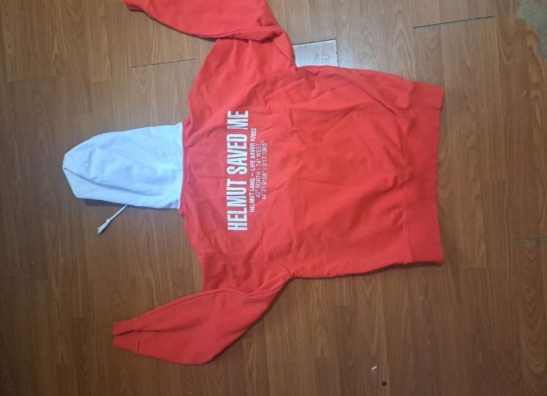 image of Helmut Lang Lifeguard Hoodie in Red/White, Men's (Size XL)