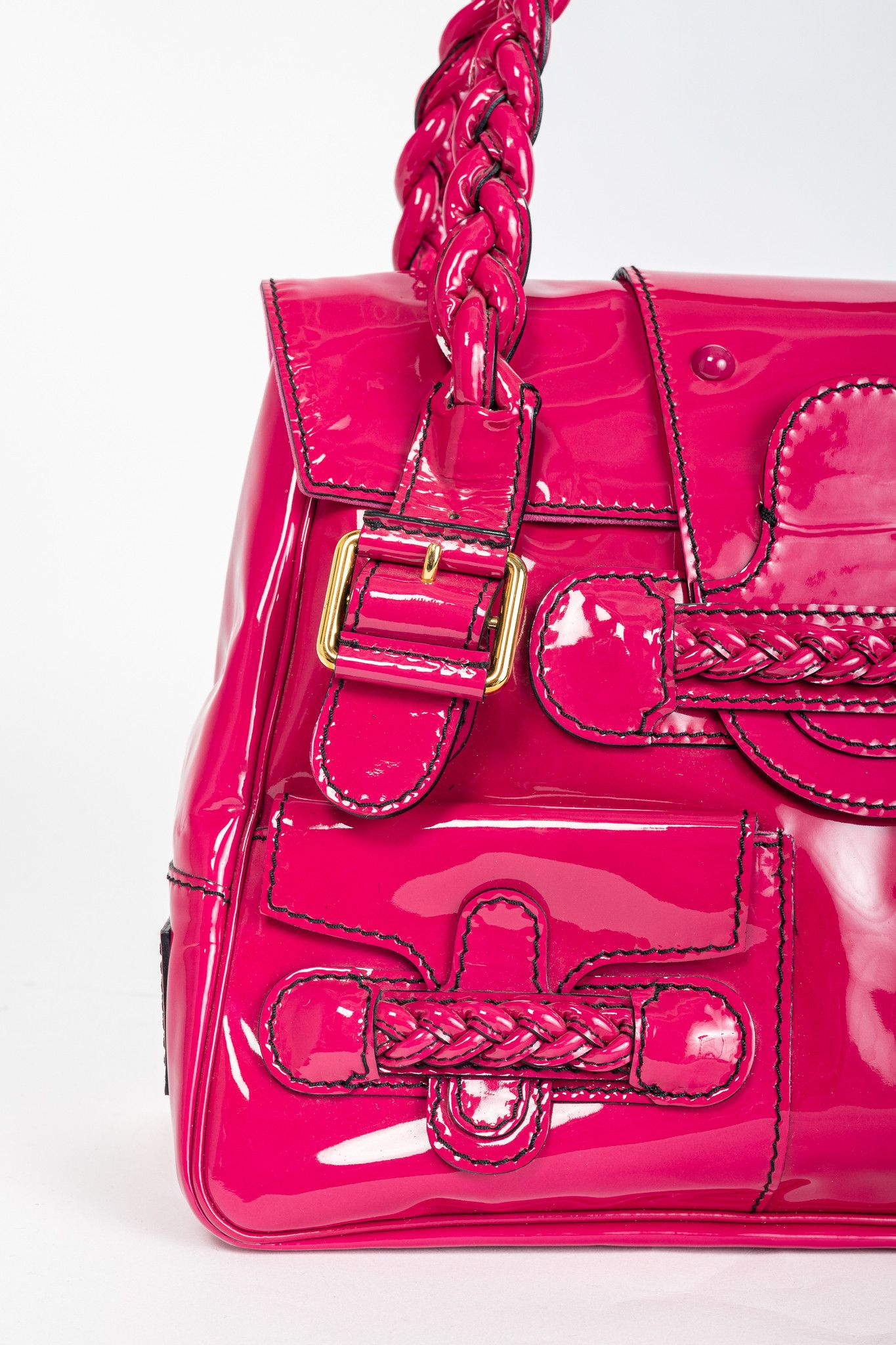 Valentino Valentino Garavani Histoire Lacca Leather Braided Handle Bag Size ONE SIZE - 7 Thumbnail