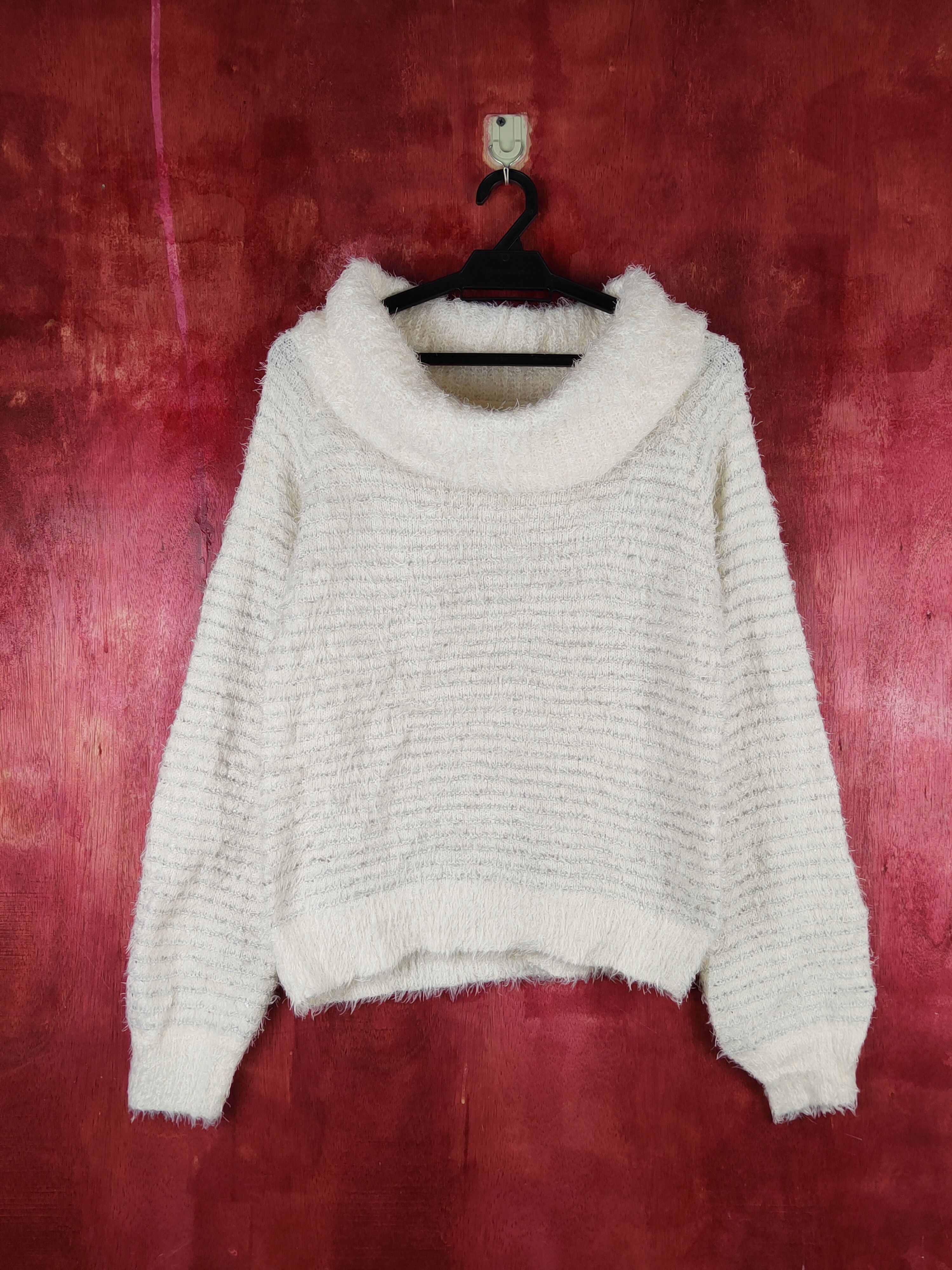 Vis Cream Shag Shaggy Fur Mohair Knitwear #S1940