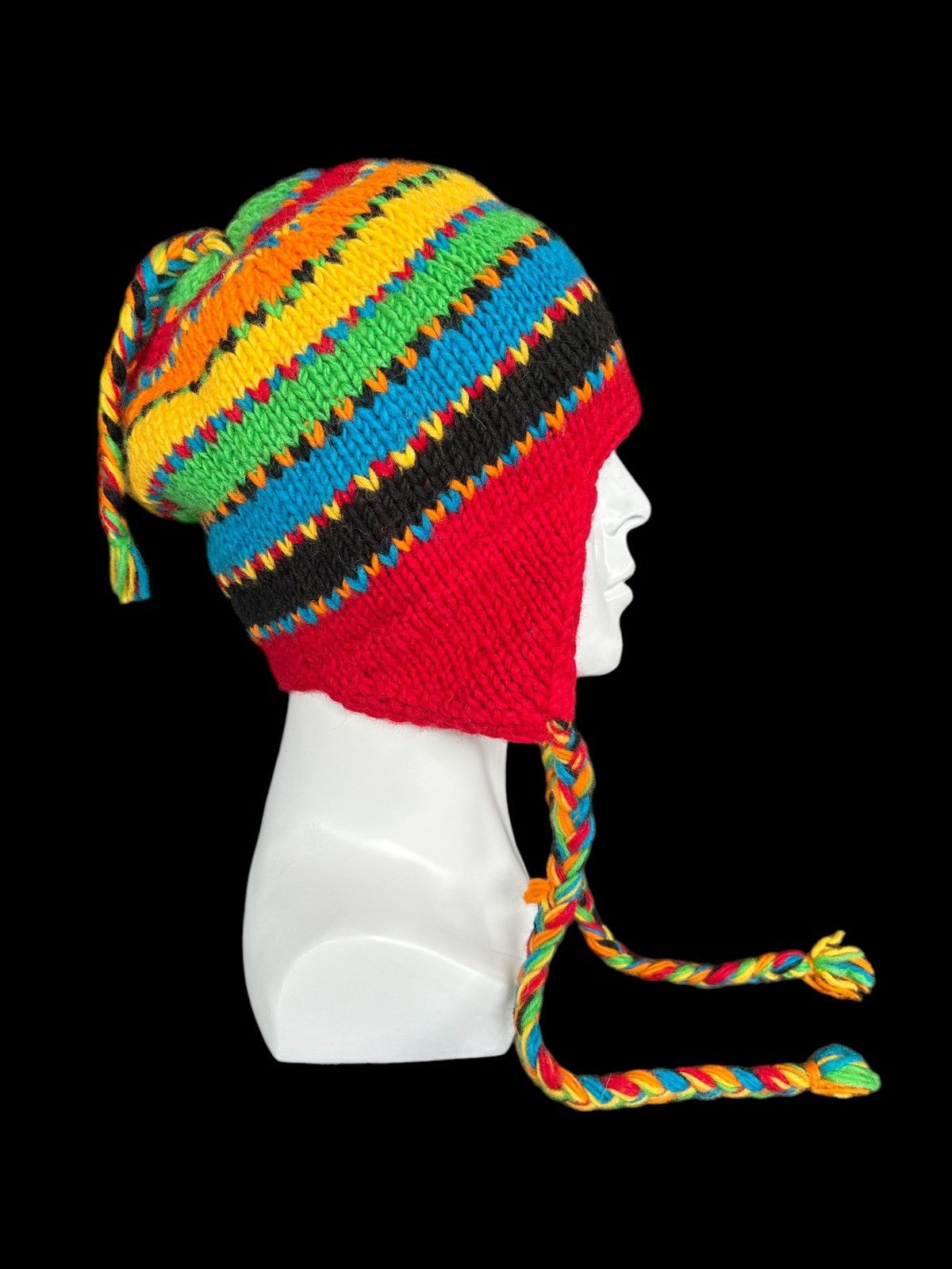 Japanese Brand × Kapital × Vintage Hippies Style Crochet Knitted Handmade Wool Beanie Hats ☠️🌈 Size ONE SIZE - 1 Thumbnail