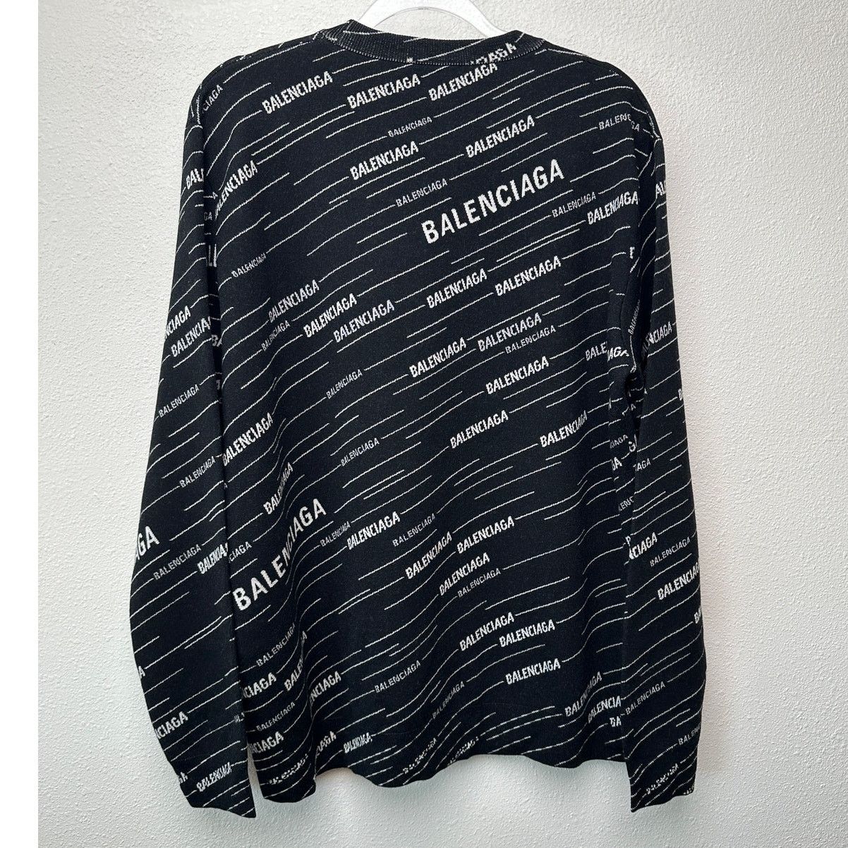 Balenciaga NWT Balenciaga Logo Intarsia Wool-Blend Sweater Black Men's Size US XL / EU 56 / 4 - 2 Thumbnail
