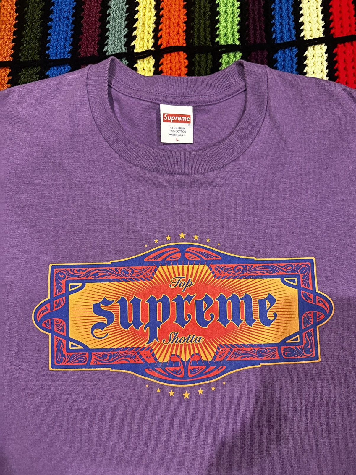 Supreme Supreme Top Shotta TShirt - Purple - Size L Size US L / EU 52-54 / 3 - 3 Thumbnail