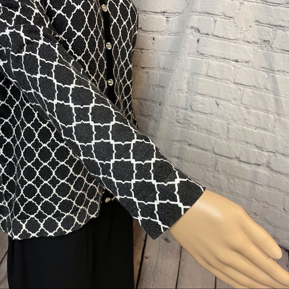 Other Charter Club Long Sleeve Button Front Cardigan Black White Size L / US 10 / IT 46 - 4 Thumbnail