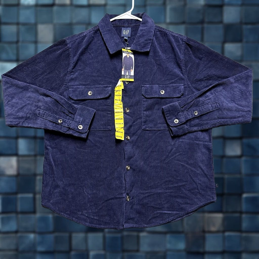 Gap GAP Shirt Mens Medium Eclipse Blue Corduroy Button Up Long Sleeve NWT Size US M / EU 48-50 / 2 - 1 Thumbnail