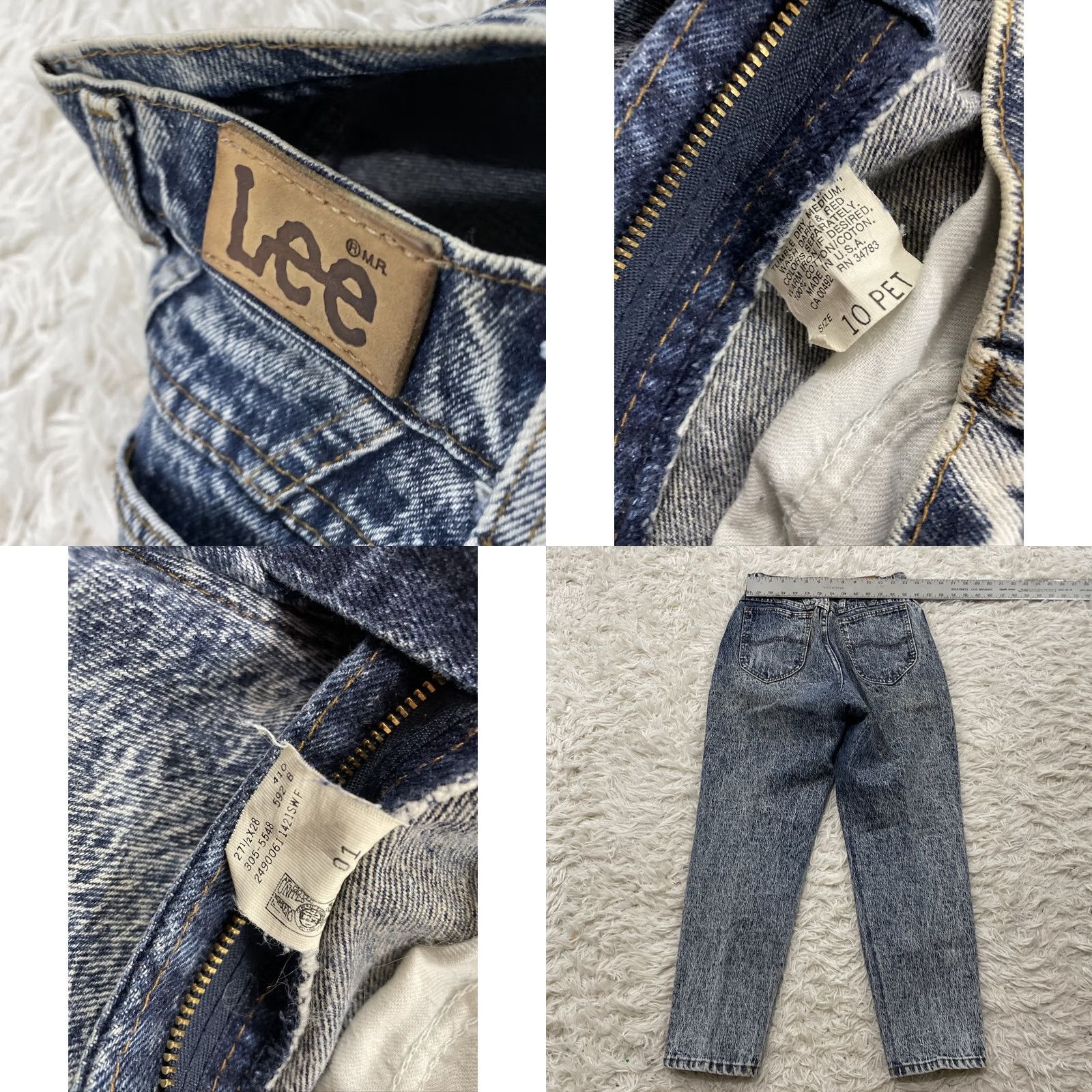 Lee VINTAGE LEE Jeans Women Jeans P 10 80s 90s Grunge Acid Wash Light Blue USA Denim Petite 26x27 Womens Size 26" / US 2 / IT 38 - 8 Thumbnail