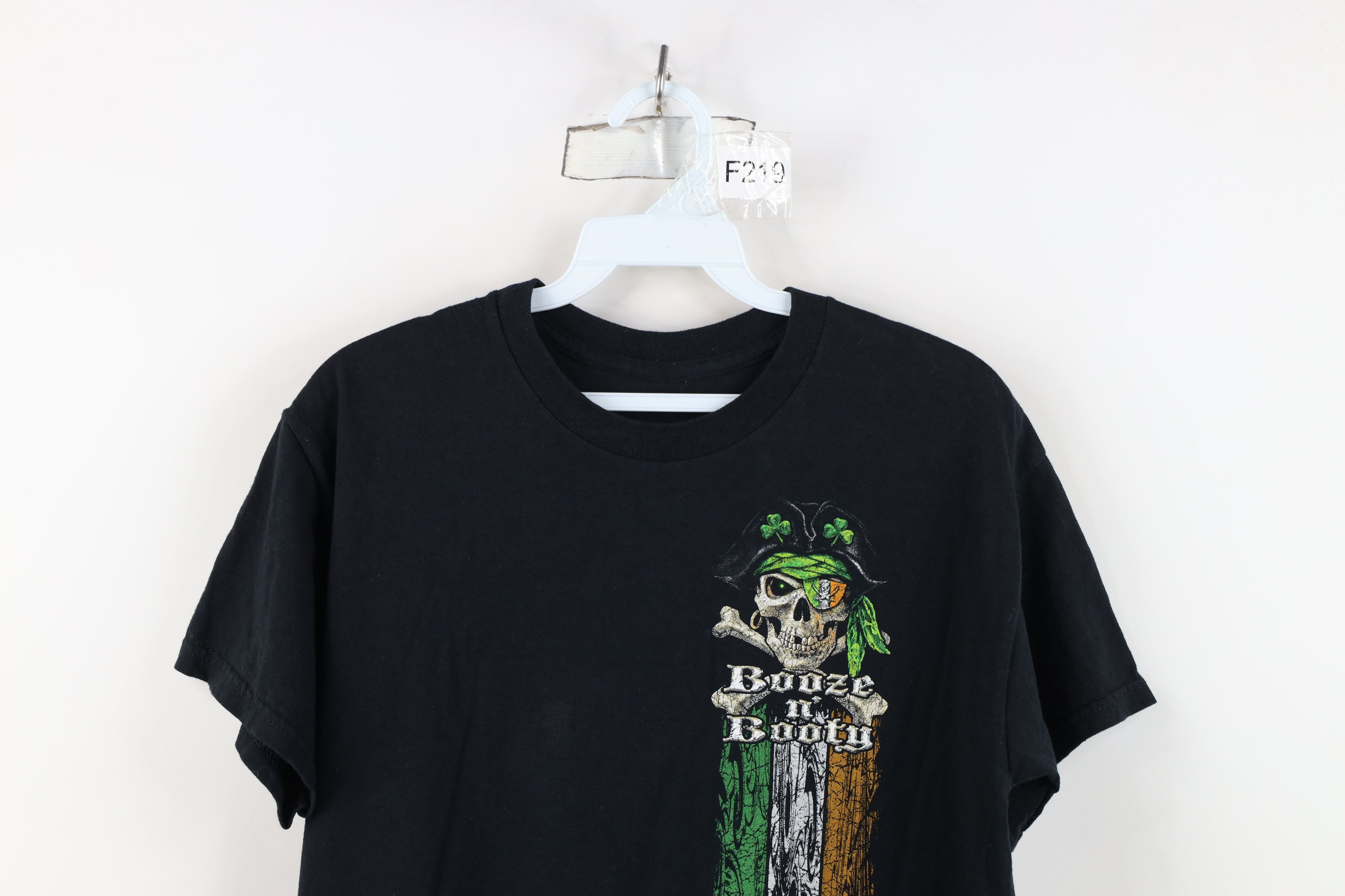 Vintage Vintage Y2K Irish Pirate Booze and Booty T-Shirt Black Size US S / EU 44-46 / 1 - 2 Thumbnail