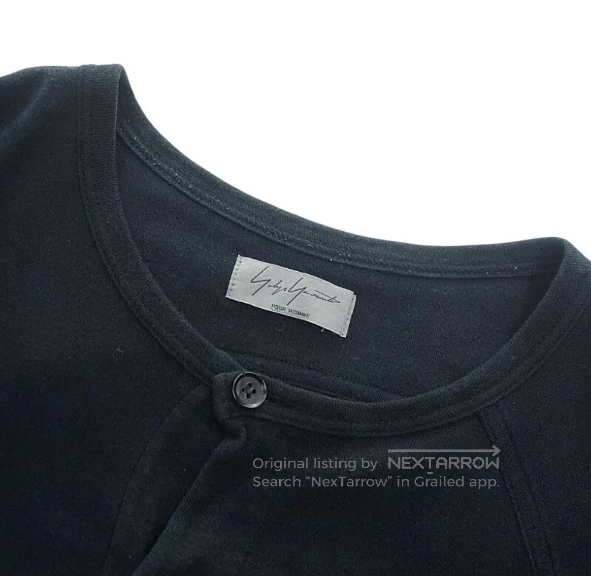 Yohji Yamamoto YOHJI YAMAMOTO 12SS Men's Black Cotton Henley Knit. Size US L / EU 52-54 / 3 - 3 Thumbnail