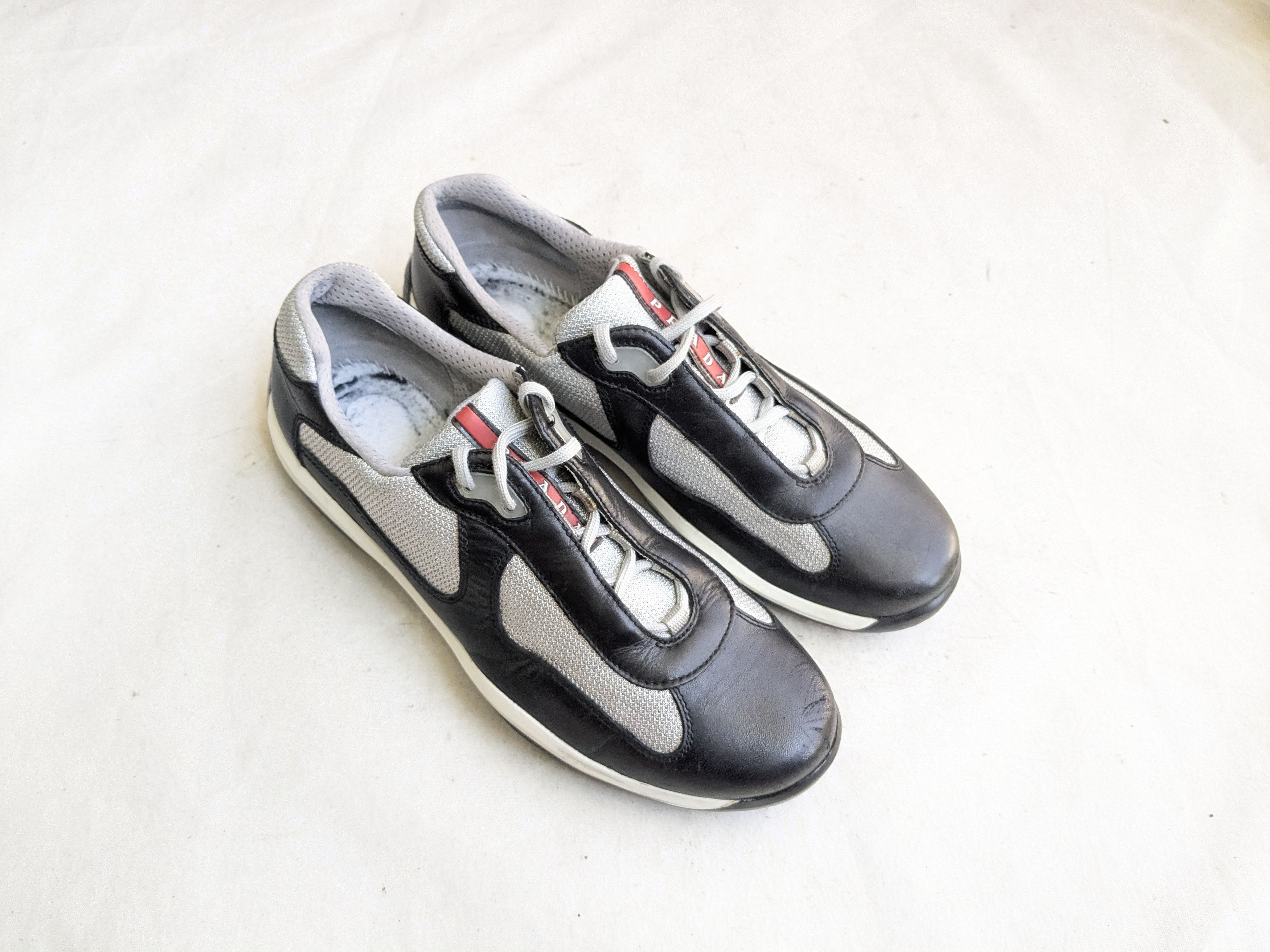 Prada Prada America's Cup Sneakers Black Silver 9.5 Leather Size US 9.5 / EU 42-43 - 1 Thumbnail