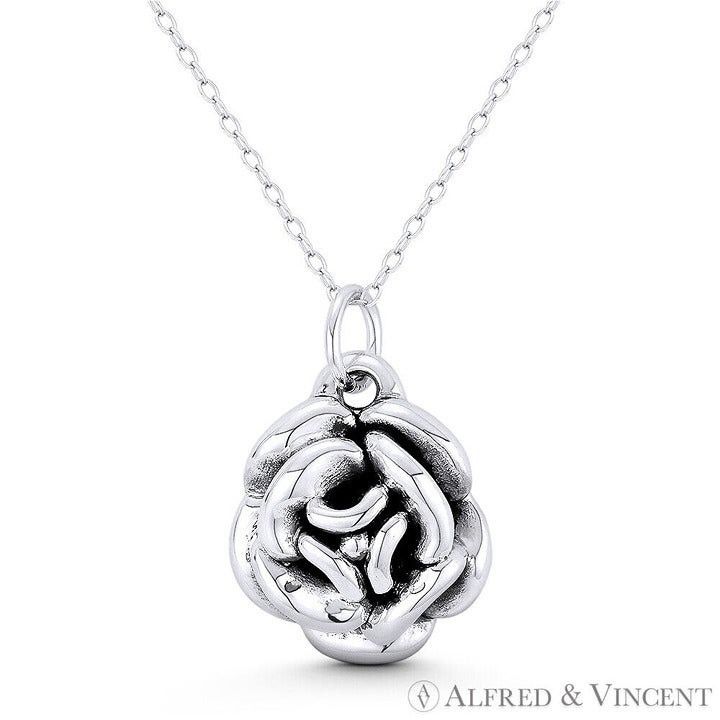 Other Rose Flower Charm Pendant in Oxidized .925 Sterling Silver Size ONE SIZE - 1 Preview